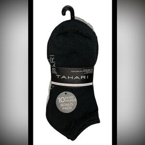 Tahari Low Cut Socks 10 Pairs Women's Shoe Size 5-10 Black & White w Logo NEW!